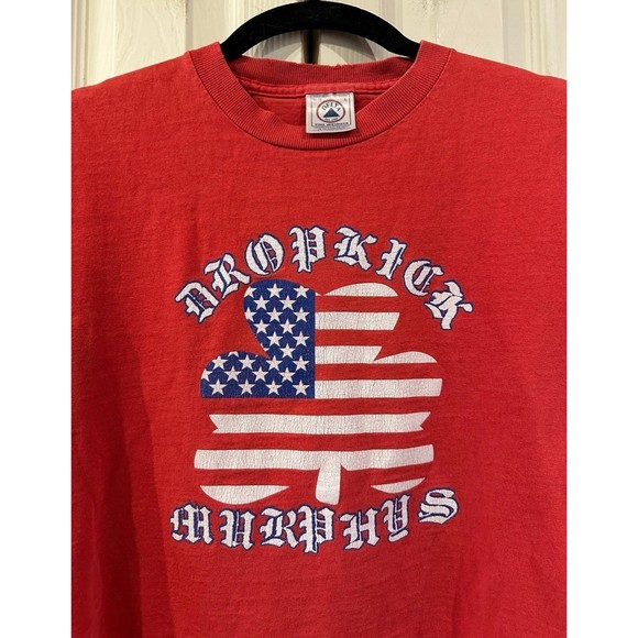 RARE Vtg Dropkick Murphys Try Burning This One USA Flag Irish Clover Band Tshirt - Picture 11 of 12